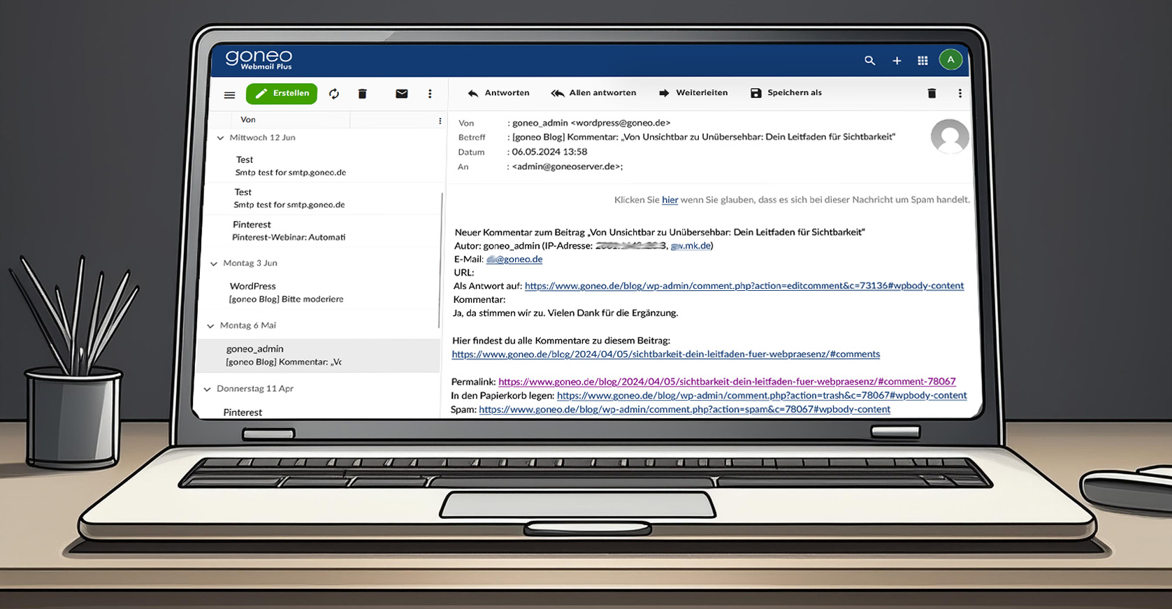 Screenshot: goneo Webmail für den Browser